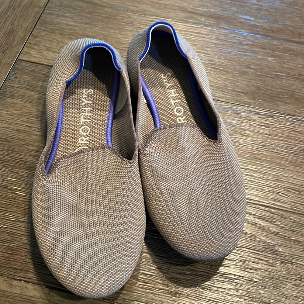 Rothy's Taupe Flats with Blue Trim (Mocha)